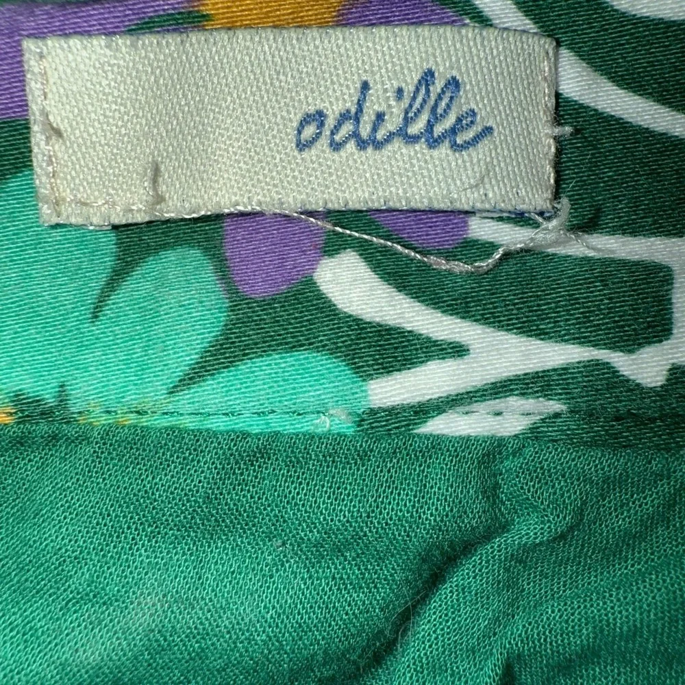 ANTHROPOLOGIE ODILLE Abronia Pink‎ Green Floral Cotton Spandex Skirt Small